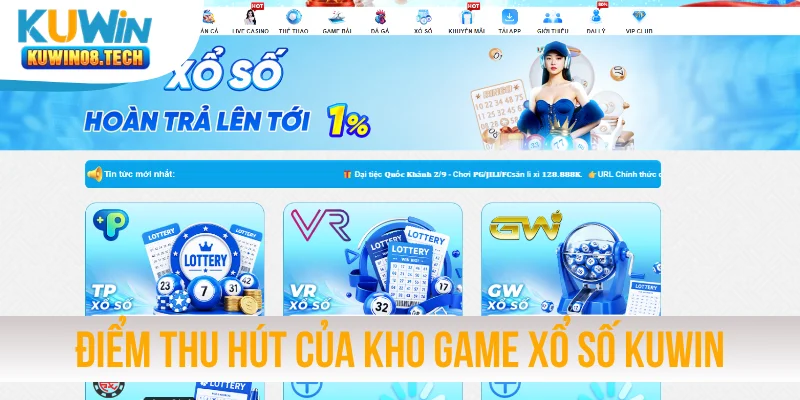 Điểm thu hút của kho game xổ số KUWIN